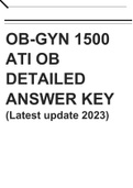 OB-GYN 1500 ATI OB DETAILED ANSWER KEY (Latest update 2023)