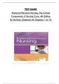 Test Bank For Davis Advantage For Maternal-Newborn Nursing: The Critical Components of Nursing Care, 4th Edition By Durham, Consists Of 19 Complete Chapters, ISBN: 978-1719645737