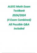 ALEKS Math Exam TestBank 2024/2024 (4 Exam Combined) All Possible Q&A Included