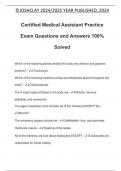 Certified Medical Assistant Practice Exam Questions and Answers 100% Solved