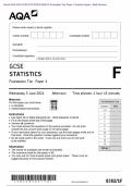 . Actual 2024 AQA GCSE STATISTICS 8382/1F Foundation Tier Paper 1 Question Paper + Mark Scheme