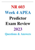 NR 603 Week 4 APEA Predictor Exam Review 2023 Questions & Answers