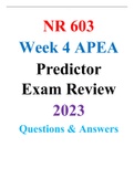 NR 603 Week 4 APEA Predictor Exam Review 2023 Questions & Answers