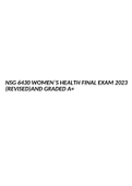 NSG 6430 WOMEN`S HEALTH FINAL EXAM 2023 (REVISED) AND GRADED A+.