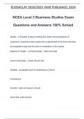 NCEA Level 3 Business Studies Exam Questions and Answers 100% Solved