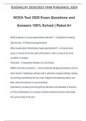 NCEA Test 2020 Exam Questions and Answers 100% Solved | Rated A+