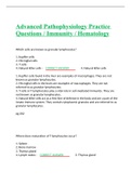Advanced Pathophysiology Practice Questions / Immunity / Hematology
