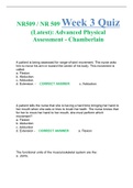 NR509 / NR 509 Week 3 Quiz (Latest): Advanced Physical Assessment - Chamberlain