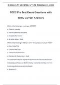 TCCC Pre Test Exam Questions with 100% Correct Answers