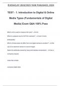 TEST - 1. Introduction to Digital & Online Media Types (Fundamentals of Digital Media) Exam Q&A 100% Pass