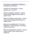 Pre Calculus: Hyperbola's, Ellipsises, Parabola's, and Circles with 100% complete solutions already graded A