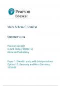 Pearson Edexcel AS HISTORY Paper 1G June 2024 Final Mark Scheme/ 8hi0-1g