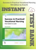 Test Bank for Success in Practical Vocational Nursing 9th Edition by Knecht | Latest q bank|