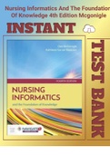 Test Bank for Nursing Informatics And The Foundation Of Knowledge 4th Edition Mcgonigle- NR599 Q bank