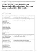 CLC 222 Module 5 Contract Monitoring: Documentation & Handling Issues Exam most tested questions/2024-2025 updates