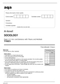 aqa A-level SOCIOLOGY Paper 3 (7192/3) Crime and Deviance with Theory and Methods - JUNE 2022 QUESTION PAPER.