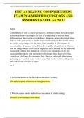 HESI A2 READING COMPREHENSION  EXAM 2024 VERIFIED QUESTIONS AND ANSWERS GRADED A+ WCU