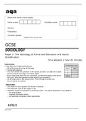 aqa GCSE SOCIOLOGY Paper 2 (8192/2) The Sociology of Crime and Deviance and Social Stratification - June 2022 Question Paper.