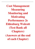 Cost Management Measuring Monitoring and Motivating Performance 2e Eldenburg Wolcott (Solutions Manual with Test bank)