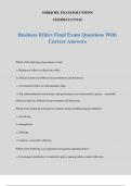 Business Ethics Final Exam Questions With Correct Answers