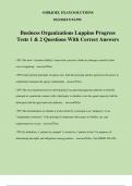 Business Organizations Luppino Progress Tests 1 & 2 Questions With Correct Answers