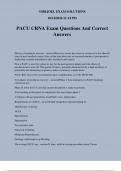 PACU CRNA Exam Questions And Correct Answers