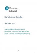 Pearson Edexcel Level 1/ Level 2 GCSE (9–1) In English Language (1EN0) Paper 1: Fiction and Imaginative Writing mark scheme june 2024 1eno/01