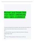 Roman and Greek Hist 1421 BEST ANSWERS 2023 100% CORRECT 