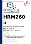 HRM2605 Assignment 6 (DETAILED ANSWERS) Semester 2 2024 - DISTINCTION GUARANTEED