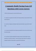 Community Health Nursing Exam (145 Questions) with Correct Answers