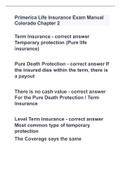 Primerica Life Insurance Exam Manual Colorado Chapter 2 with 100% correct answers