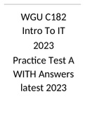 WGU C182 Intro To IT 2023 Practice Test A WITH Answers latest 2023