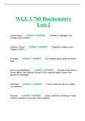 WGU C785 Biochemistry Unit 2   Amino Group -     CORRECT ANSWER       Consists of hydrogen and nitrogen atoms (NH3+)    Carboxyl Group -     CORRECT ANSWER       Consists of carbons and oxygens (COO-)    R Group -     CORRECT ANSWER       The variable gro