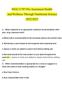 C787 Health and Wellness Through Nutritional Science WGU pre assesm.questions and answers (2022/2023) (verified answers)