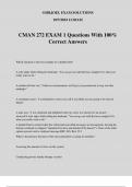 CMAN 272 EXAM 1 Questions With 100% Correct Answers