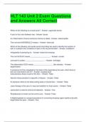 HLT 143 Unit 2 Exam Questions and Answers All Correct 