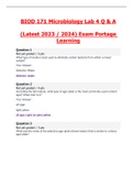 BIOD 171 Microbiology Lab 4 Exam Portage Learning Complete Questions and Answers | Latest 2023 / 2024