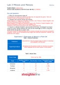 Lab 3 Mitosis and Meiosis BIO201L exam with complete solutions 