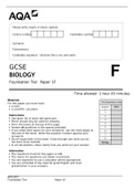 BIOLOGY Foundation Tier	Paper 1F