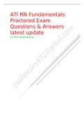 ATI RN Fundamentals Proctored Exam Questions & Answers latest update 