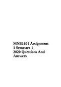 MNB1601 Assignment 1 Semester 1 2020 Questions And Answers