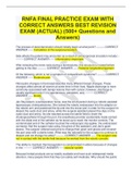 RNFA FINAL PRACTICE EXAM WITH  CORRECT ANSWERS BEST REVISION  EXAM (ACTUAL) (500+ Questions and  Answers)