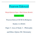 Pearson Edexcel Merged Question Paper + Mark Scheme (Results) Summer 2022 Pearson Edexcel GCSE In Religious Studies A (1RA0) Paper 3: Area of Study 3 – Philosophy and Ethics Option 3B: Christianity