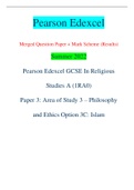 Pearson Edexcel Merged Question Paper + Mark Scheme (Results) Summer 2022 Pearson Edexcel GCSE In Religious Studies A (1RA0) Paper 3: Area of Study 3 – Philosophy and Ethics Option 3C: Islam