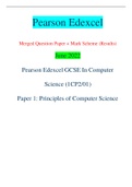 Pearson Edexcel Merged Question Paper + Mark Scheme (Results) June 2022 Pearson Edexcel GCSE In Computer Science (1CP2/01) Paper 1: Principles of Computer Science