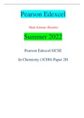 Pearson Edexcel Mark Scheme (Results) Summer 2022 Pearson Edexcel GCSE In Chemistry (1CH0) Paper 2H