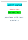 Pearson Edexcel Mark Scheme (Results) Summer 2022 Pearson Edexcel GCSE In Chemistry (1CH0) Paper 1H