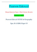 Pearson Edexcel Merged Question Paper + Mark Scheme (Results) Summer 2022 Pearson Edexcel GCSE In Geography Spec B (1GB0) Paper 03