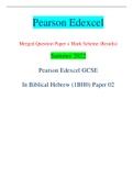 Pearson Edexcel Merged Question Paper + Mark Scheme (Results) Summer 2022 Pearson Edexcel GCSE In Biblical Hebrew (1BH0) Paper 02