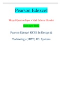 Pearson Edexcel Merged Question Paper + Mark Scheme (Results) Summer 2022 Pearson Edexcel GCSE In Design & Technology (1DT0) 1D: Systems